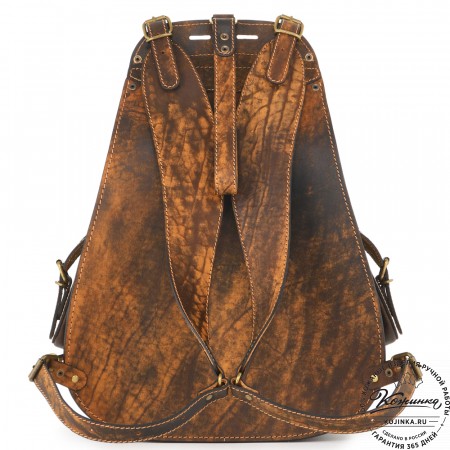 Мужской кожаный рюкзак "Байкер" (рыжее старение)